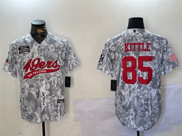 San Francisco 49ers #85 George Kittle 2024 Arctic Camo Salute To Service Stitched Jersey