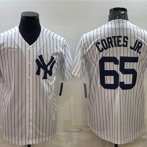 New York Yankees #65 Nestor Cortes Jr. White Cool Base Stitched Jersey