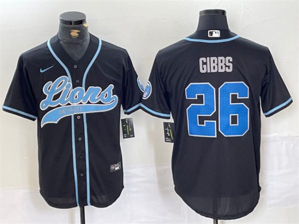 Detroit Lions #26 Jahmyr Gibbs Black Cool Base Stitched Jersey