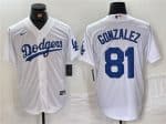 Brooklyn Dodgers #81 Victor Gonz¨¢lez White Cool Base Stitched Jersey