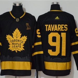 Toronto Maple Leafs #91 John Tavares Black Golden City Edition Stitched Jersey