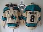 Sharks #8 Joe Pavelski Cream Sawyer Hooded Sweatshirt 2016 Stanley Cup Final Patch Stitched Jersey