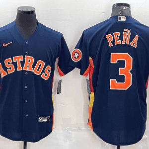 Houston Astros #3 Jeremy PeNa Navy With Patch Cool Base Stitched Jersey