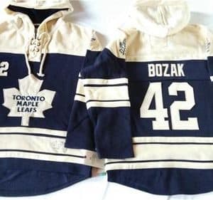 Maple Leafs #42 Tyler Bozak Blue Sawyer Hooded Sweatshirt Stitched Jersey