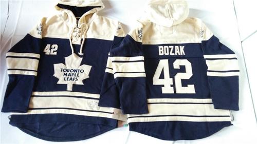 Maple Leafs #42 Tyler Bozak Blue Sawyer Hooded Sweatshirt Stitched Jersey
