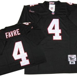 Mitchell Ness Falcons #4 Brett Favre Black Stitched Throwback Jersey