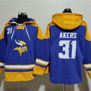 Minnesota Vikings #31 Cam Akers Purple Yellow Ageless Must-Have Lace-Up Pullover Hoodie