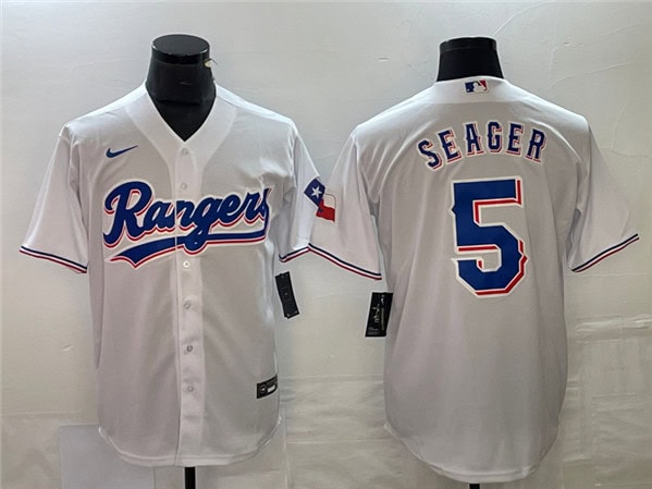 Texas Rangers #5 Corey Seager White Cool Base Stitched Jersey