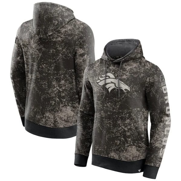 Denver Broncos Black Gray Blackout Tonal Pullover Hoodie