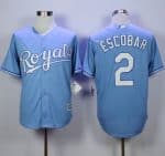 Royals #2 Alcides Escobar Light Blue Alternate 1 New Cool Base Stitched Jersey