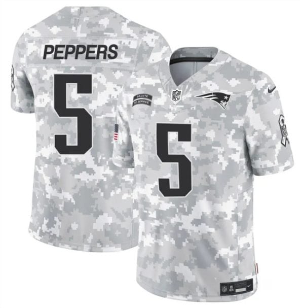 New England Patriots #5 Jabrill Peppers 2024 F.U.S.E. Arctic Camo Salute To Service Limited Stitched Jersey