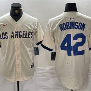 Los Angeles Dodgers #42 Jackie Robinson Cream Stitched Jersey