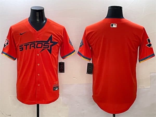 Houston Astros Blank Orange 2025 City Connect With Texas Patch Limited Stitched Jersey