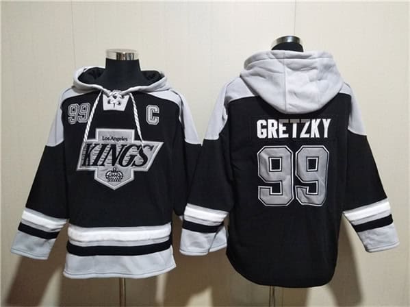 Los Angeles Kings #99 Wayne Gretzky Black Ageless Must-Have Lace-Up Pullover Hoodie