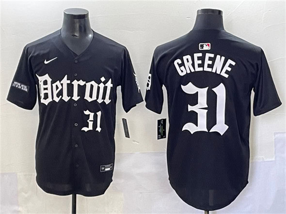 Detroit Tigers #31 Riley Greene Black 'Motor Gothic Edition' Vapor Premier Limited Stitched Jersey