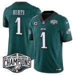Philadelphia Eagles #1 Jalen Hurts Green 2024 NFC East Champions With 3-Star C Patch F.U.S.E. Vapor Untouchable Limited Stitched Jersey