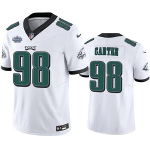 Philadelphia Eagles #98 Jalen Carter White 2023 F.U.S.E. Prem1ere Patch Vapor Untouchable Stitched Jersey