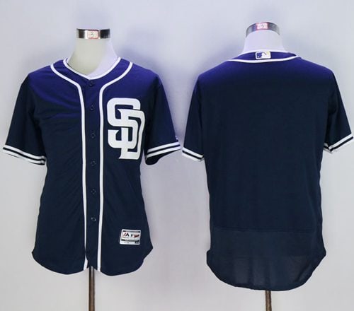 Padres Blank Navy Blue Flexbase Authentic Collection Stitched Jersey