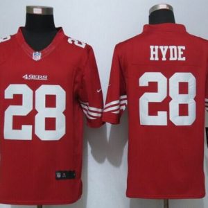49ers #28 Carlos Hyde Red Team Color Stitched Limited Nike Jersey