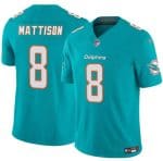 Miami Dolphins #8 Alexander Mattison Aqua 2025 F.U.S.E. Vapor Limited Football Stitched Jersey