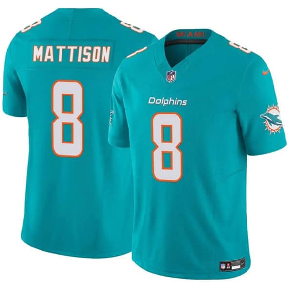 Miami Dolphins #8 Alexander Mattison Aqua 2025 F.U.S.E. Vapor Limited Football Stitched Jersey