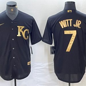 Kansas City Royals #7 Bobby Witt Jr. Black Cool Base Stitched Jersey