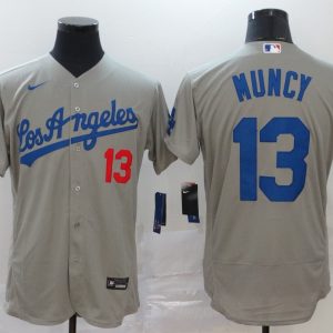 Los Angeles Dodgers #13 Max Muncy Grey Flex Base Stitched Jersey