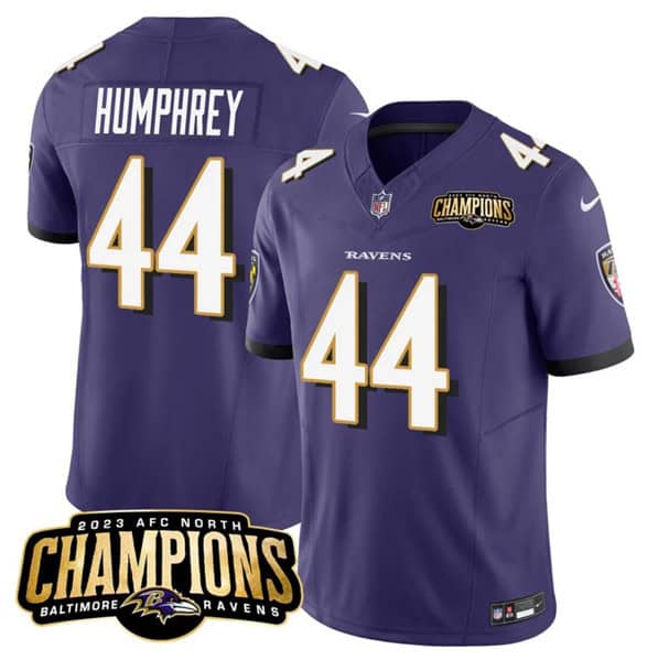 Baltimore Ravens #44 Marlon Humphrey Purple 2023 F.U.S.E. AFC North Champions Vapor Limited Jersey