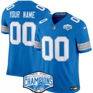 Detroit Lions Custom Blue 2024 NFC North Champions F.U.S.E. Vapor Limited Stitched Jersey