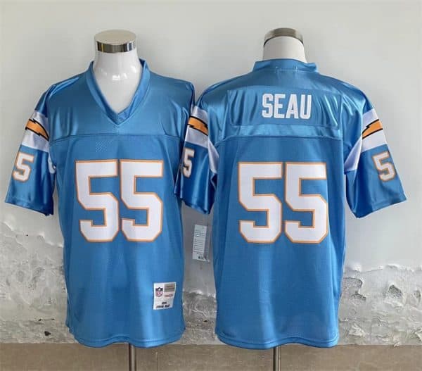 Los Angeles Chargers #55 Junior Seau Blue Throwback Stitched Jersey