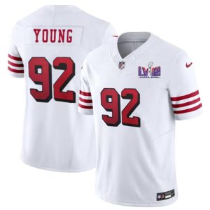 San Francisco 49ers #92 Chase Young White 2023 F.U.S.E. NFC West Champions Patch Alternate Stitched Jersey