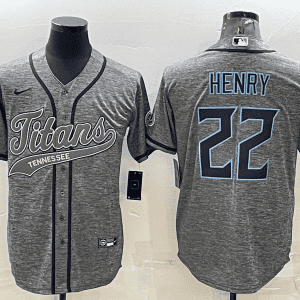 Tennessee Titans #22 Derrick Henry Grey With Patch Cool Base Stitched Baseball Jersey