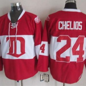 Red Wings #24 Chris Chelios Red Winter Classic CCM Throwback Stitched Jersey