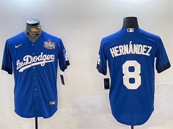 Los Angeles Dodgers #8 Enrique Hernandez Royal 2024 World Series City Connect Cool Base Stitched Jersey