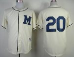Brewers #20 Jonathan Lucroy Cream 1913 Turn Back The Clock Stitched Jersey