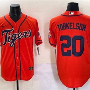 Detroit Tigers #20 Spencer Torkelson Orange With Patch Cool Base Stitched Jersey