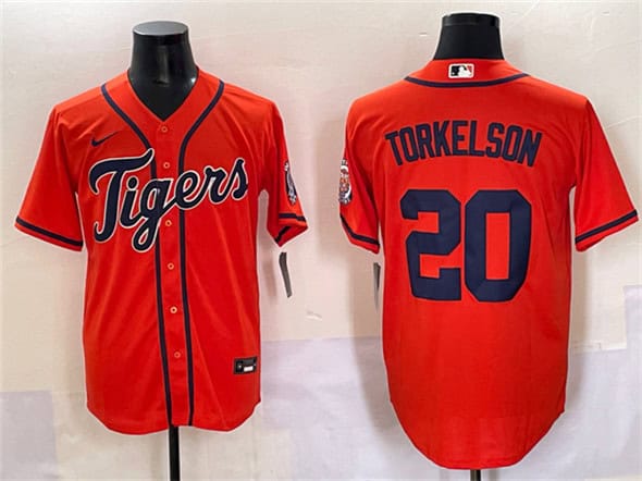 Detroit Tigers #20 Spencer Torkelson Orange With Patch Cool Base Stitched Jersey