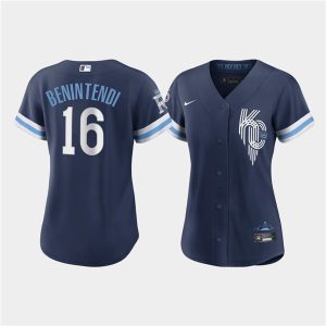 WoKansas City Royals #16 Andrew Benintendi 2022 Navy City Connect Cool Base Stitched Jersey(Run Small)
