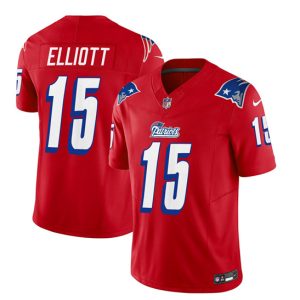 New England Patriots #15 Ezekiel Elliott Red 2023 F.U.S.E. Vapor Limited Stitched Jersey