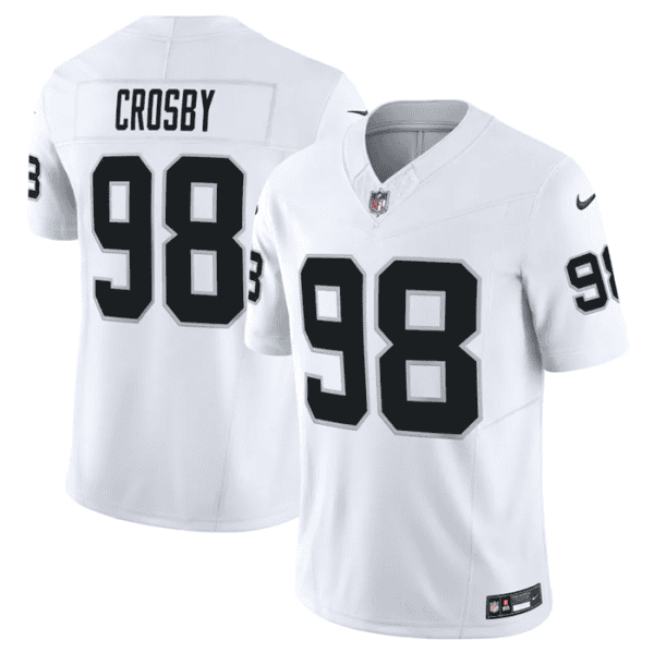 Las Vegas Raiders #98 Maxx Crosby White 2023 F.U.S.E Vapor Untouchable Stitched Jersey