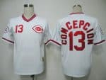 Mitchell And Ness Reds #13 Dave Concepcion White Throwback Stitched Jersey