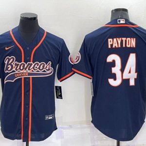 Chicago Bears #34 Walter Payton Navy Cool Base Stitched Baseball Jersey