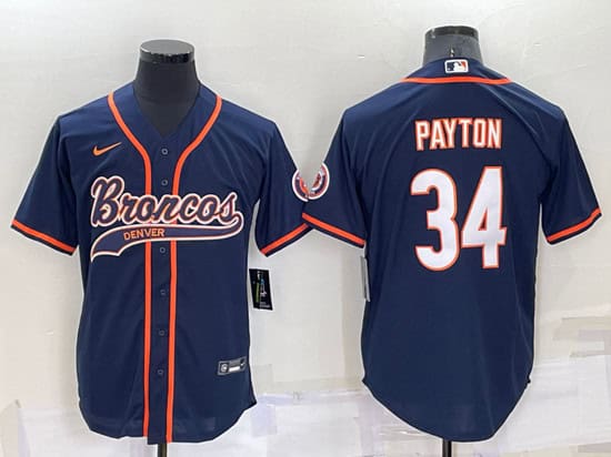 Chicago Bears #34 Walter Payton Navy Cool Base Stitched Baseball Jersey