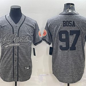 San Francisco 49ers #97 Nick Bosa Gray With Patch Cool Base Stitched Baseball Jersey