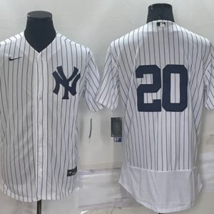 New York Yankees #20 Jorge Posada White Flex Base Stitched Baseball Jersey