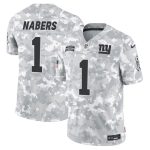 New York Giants #1 Malik Nabers 2024 F.U.S.E Arctic Camo Salute To Service Limited Stitched Jersey