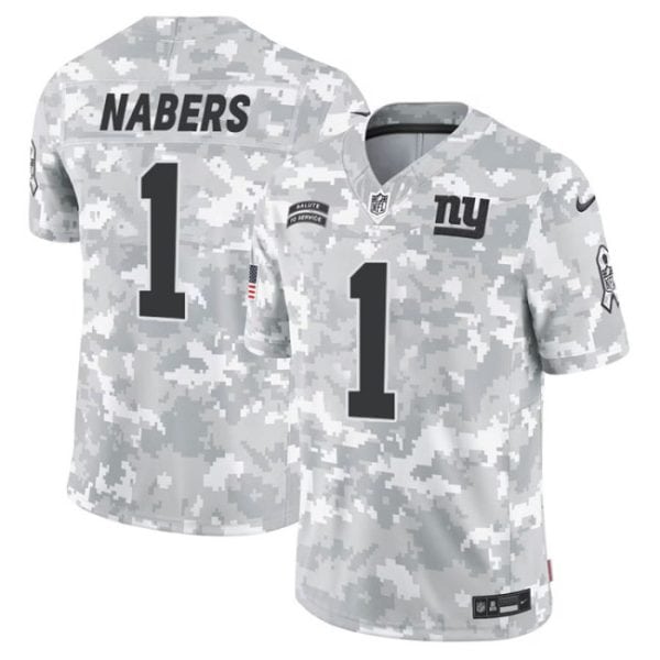 New York Giants #1 Malik Nabers 2024 F.U.S.E Arctic Camo Salute To Service Limited Stitched Jersey