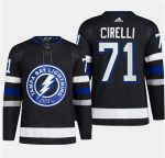 Tampa Bay Lightning #71 Anthony Cirelli Black Alternate Premier Breakaway Stitched Jersey