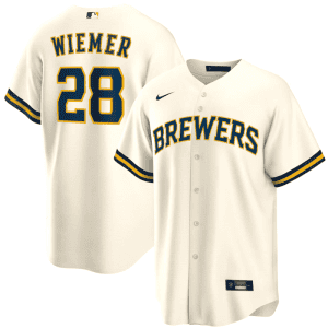 Milwaukee Brewers #28 Joey Wiemer Cream Cool Base Stitched Jersey