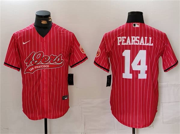 San Francisco 49ers #14 Ricky Pearsall Red With Patch Cool Base Stitched Jersey